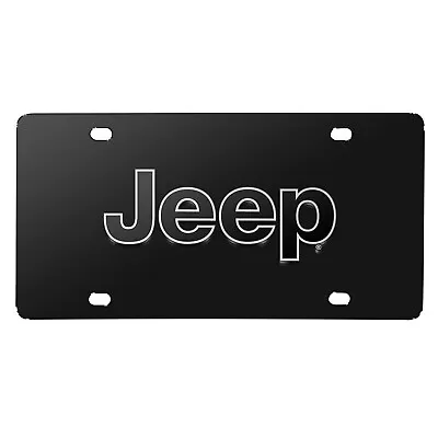 Jeep Black 3D Logo Black Stainless Steel License Plate • $49.99