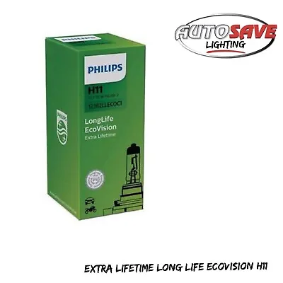 £14 • Buy Philips LongLife EcoVision H11 Car Headlight Bulb 12362LLECOC1 (Single) NEW 2022