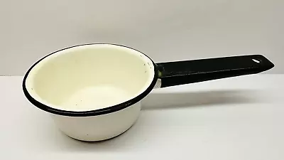Vintage White & Black Enamel 3 Cup Sauce Pan • $16
