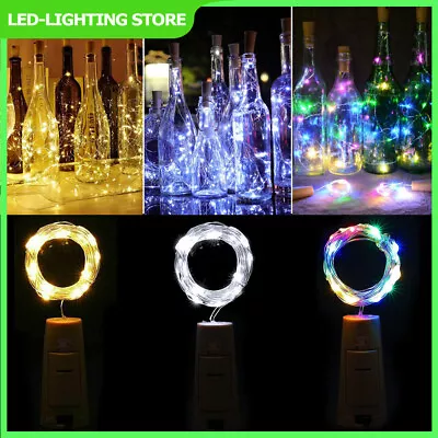 Bottle Fairy String Lights Battery Cork Shaped Christmas Wedding Party 20 Led 2M • £1.99