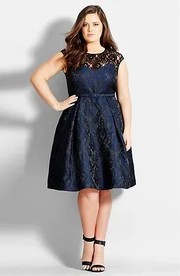 City Chic Lace Neck Brocade Dress (Size XL = 22W)* • $44.99