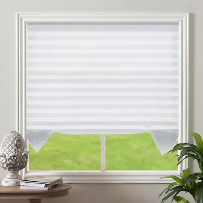 NEW Pleated Fabric Window Shades Blinds Cordless Light Filtering White 48  X 72  • $11.99