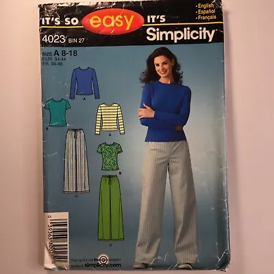 Simplicity 4023 Long Sleeve Top T Shirt Loose Trousers Ladies New Uncut Pattern • £14.50