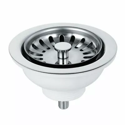 90mm Kitchen Sink Waste With Basket Strainer Plug Highly Polished Chrome • £10.99