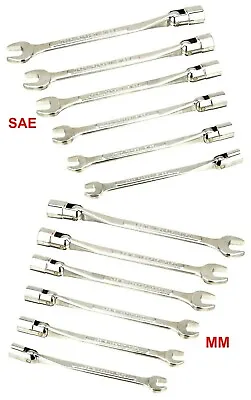 12PC Flex Flexible Head Double Ended Socket Spanner & Open Wrench Set Metric/SAE • $54.90