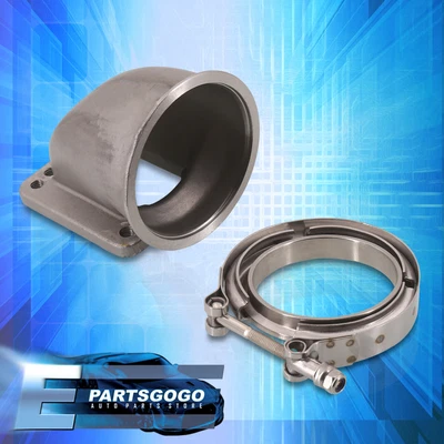 $63.99 • Buy 3.5  V-Band T3 T4 Exhaust Turbo Flange Steel 90 Elbow Conversion Adapter + Clamp