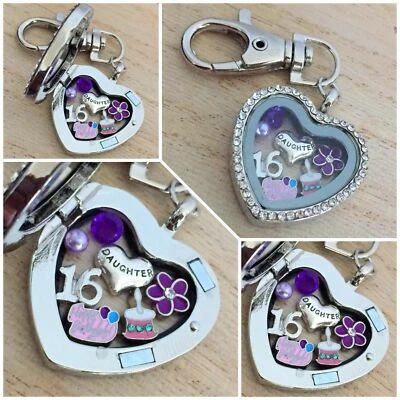 Birthday Gift Floating Heart Memory Locket Keyring Mun Friend Nan 30th 40th 50th • £6.99