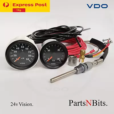 Vdo 24v Pyrometer Pyro Egt Gauge Kit And 30 Psi Boost Gauge Vdo Line Kit 4wd • $100467.20