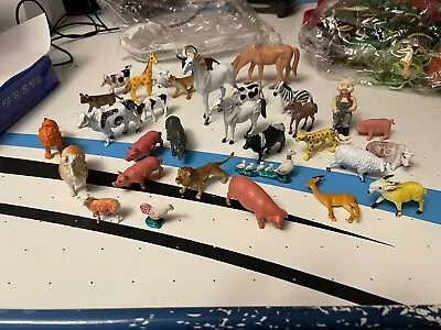 Lot Of Miniature Plastic Toy Farm Animals Cows Horses Pigs Sheep And More! • $15.50