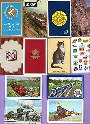 12 Single Swap Playing Cards TRAIN ADS RAILROAD SOUVENIRS SOME VINTAGE DECO • $3.99