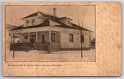 Milton Junction WI~MH Ansley Residence In Winter~Builder Himself On Porch~1911 • $13