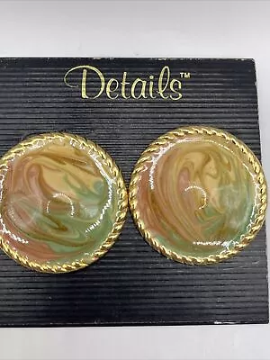 Details Vintage Women's 80s Enameled Earrings Swirl Art • $6.75