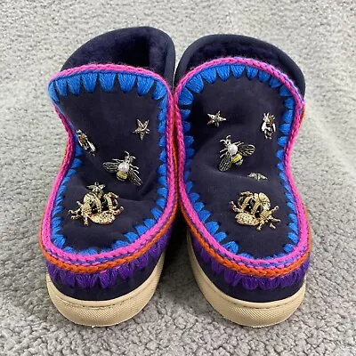 Mou  Eskimo Sneaker Boot US Size 3  Bees Stars Abyss Sheepskin New Without Box • $169