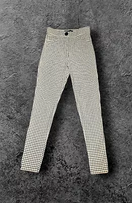 ZARA Black Beige CHECKERED Skinny Leggings Pants STRETCH Big Button XS Women's  • $24.99