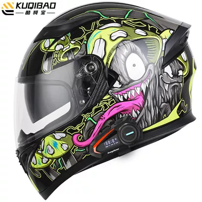 Blut-in Bluetooth Motorcycle Helmet Full Face Integrated Bluetooth Headset DOT • $92.67