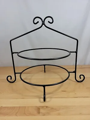 Black Wrought Iron Cupcake Cake Pie Plate Holder Double Rack 2 Tier Stand USA • $19.99