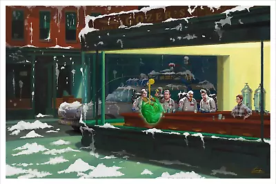 Ghostbusters Nighthawks After Stay Puft Giclee Art Print Poster 24x16 Mondo • £86.77