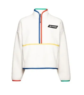 Staud X New Balance Sherpa Fleece Pullover XS White Multicolor Sweater Shirt  • $98