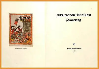 Albrecht Von Hohenberg Minnesang. Aldus Press 1984 Numbered Copy • $90.48