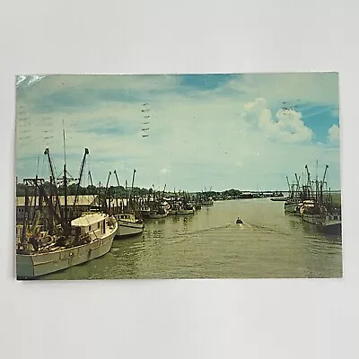 Shem Creek Shrimp Boats Mt Pleasant South Carolina SC Chrome Postcard 1970 • $5.99