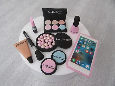 Edible Handmade MAC Make Up & Phone Cake Topper Fondant Decoration (Pastel Pink) • £24.99