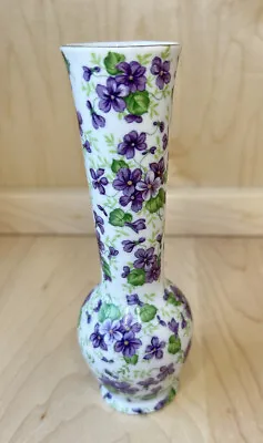 Vintage Bud Vase Lefton China Violets Chintz 6 1/4  # 679 Purple Flowers Floral • $22