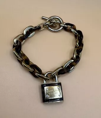 Michael Kors Padlock Gold Tone Tortoise Chain Charm Bracelet 7” • $34