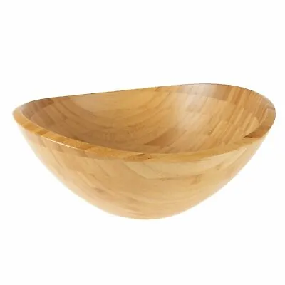 $26.99 • Buy Wooden Bamboo Serving Bowl Salads Fruit Elegant Display Natural Finish