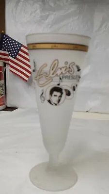 Elvis Presley 7 3/4  Frosted Glass Champagne Flute W/ Gold Accents - Nice • $24.99