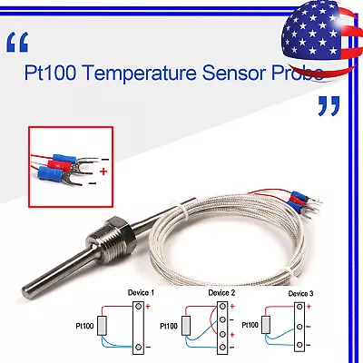 K Type RTD Pt100 Temp Thermocouple Temperature Sensor Thermal Probe 1/2  NPT  • $15.09