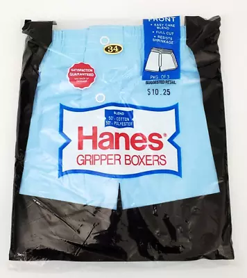 Men's Vintage 1983 Hanes Boxers Size 34-3 Pack Underwear Full Cut Snap Front NOS • $29