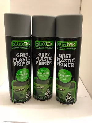 £16.95 • Buy Autotek 500ml Grey Plastic Primer Aerosol Spray Paint 3 Different Pack Sizes