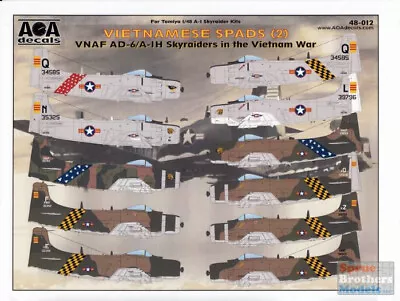 AOA48012 1:48 AOA Decals - VNAF AD-6 / A-1H Skyraiders In The Vietnam War • $25.34