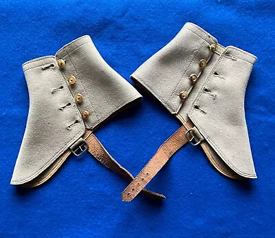 Vintage Military Ankle Spats Gaiters. Felt And Leather. VGC • £5