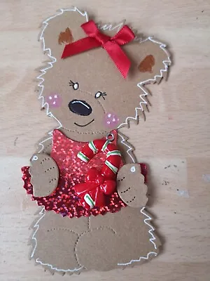 X2 Large Bear Candy Stick Charm 3D Handmade Card Toppers Die Cuts Christmas SALE • £1.99