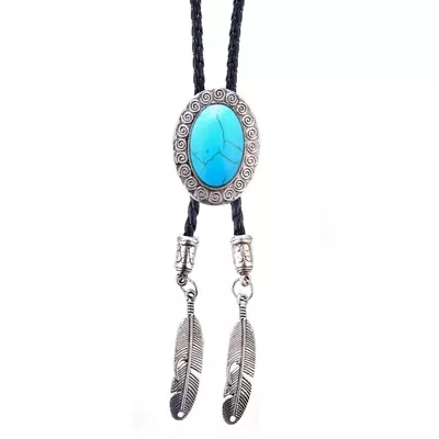 Bolo Tie For Men Handmade Western Cowboy Style Necktie With Turquoise Decors • £7.63