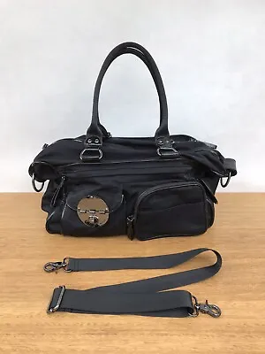 ☘️ Mimco Lucid Nylon Turnlock Crossbody Shoulder Dieper Nappy Bag Handbag Black • $79