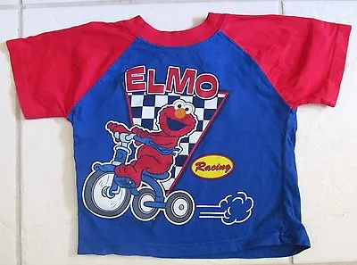Vtg ELMO SESAME STREET Toddler T-Shirt Racing S/S Graphics 100% Cotton Size 4 T • $16.95