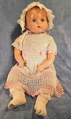 1940's Baby Beautiful Crier 24” Composition DOLL Sleepy Eyes Rare Wonderful Cond • $199