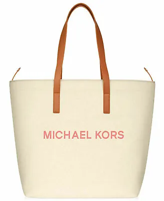 Michael Kors Tote Bag Cream Coral Beach Shopping Travel Purse Handbag BNWT • $39.99