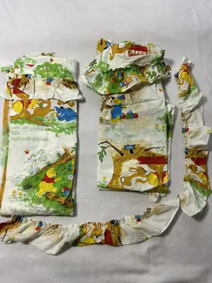 Disney Winnie The Pooh Sears Set 2 Ruffle Trim Curtains Tie Backs 42  X 52  • $49.99