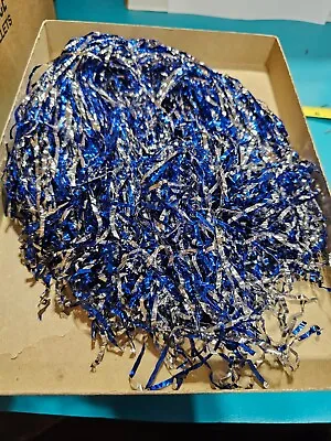 Vintage Real LEAD Foil Christmas Tree TINSEL About 21  Long  Silver Blue • $19.95