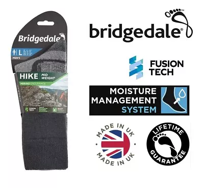 Bridgedale Hike Mid Weight Merino Performance Sock Boot-height Fusion Tech • $25.15