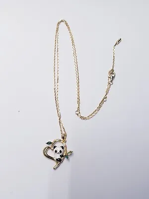 Gnoce I Love You Forever Panda Bamboo Heart Shaped Necklace 18K Gold Plated CZ • $67