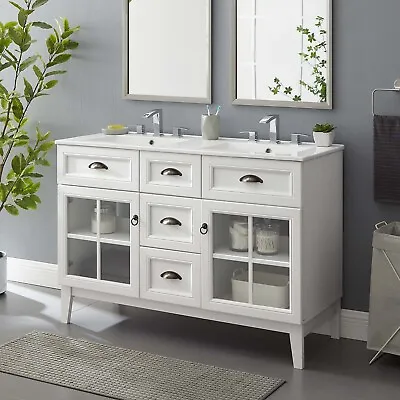 Modway Isle 48  Bathroom Vanity With Dual Sinks In White White • $763.51