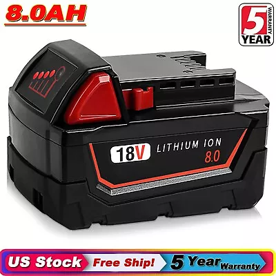 For Milwaukee For M18 18v 8.0Ah Extended Capacity Lithium-ion Battery 48-11-1860 • $27.98