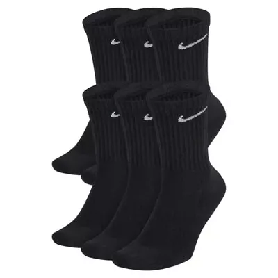 NIKE Dri-Fit Everyday Training 6-Pack Crew Socks Large (8-12) Black • $21.49