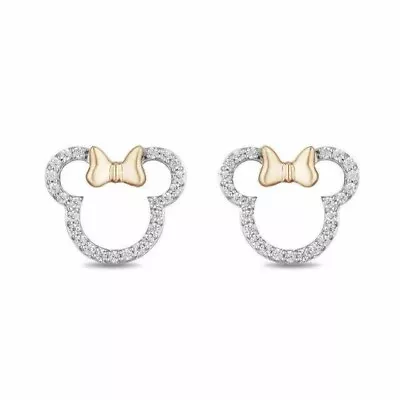 0.35 Ct Round Cut Natural Diamond Minnie Mouse Stud Baby Earrings 14k White Gold • $503.99