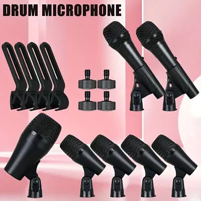 7-Piece Wired Dynamic Drum Mic Kit (Whole Metal) Kick Bass Tom/Snare & Cymbals • $89.02