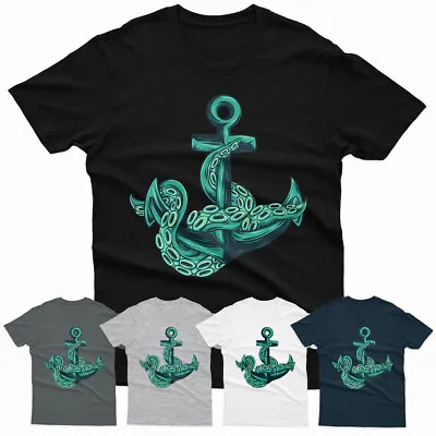 £8.99 • Buy Octopus Anchor Sea Animal Lover Summer Beach Mens T Shirts Unisex Tee #P1#Or#A